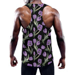 Purple Watercolor Tulip Pattern Print Training Tank Top