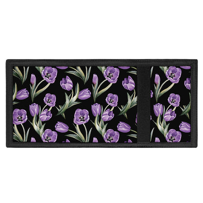 Purple Watercolor Tulip Pattern Print Trifold Wallet
