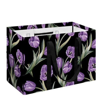 Purple Watercolor Tulip Pattern Print Utility Tote Bag