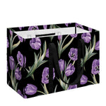 Purple Watercolor Tulip Pattern Print Utility Tote Bag