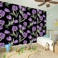 Purple Watercolor Tulip Pattern Print Wall Sticker