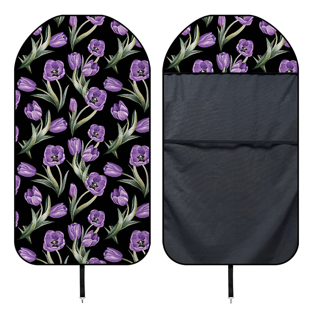 Purple Watercolor Tulip Pattern Print Waterproof Car Seat Cover