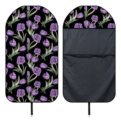 Purple Watercolor Tulip Pattern Print Waterproof Car Seat Cover
