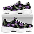 Purple Watercolor Tulip Pattern Print White Chunky Shoes