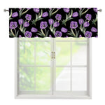 Purple Watercolor Tulip Pattern Print Window Valance