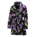 Purple Watercolor Tulip Pattern Print Women's Bathrobe