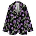 Purple Watercolor Tulip Pattern Print Women's Blazer