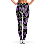 Purple Watercolor Tulip Pattern Print Women's Leggings