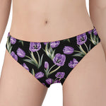 Purple Watercolor Tulip Pattern Print Women's Panties