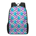 Purple Zig Zag Pineapple Pattern Print 17 Inch Backpack