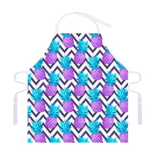 Purple Zig Zag Pineapple Pattern Print Adjustable Apron