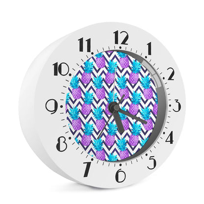 Purple Zig Zag Pineapple Pattern Print Alarm Clock