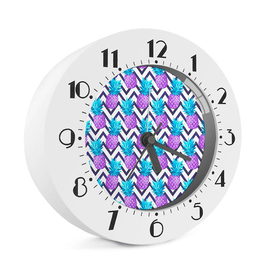 Purple Zig Zag Pineapple Pattern Print Alarm Clock