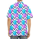Purple Zig Zag Pineapple Pattern Print Aloha Shirt