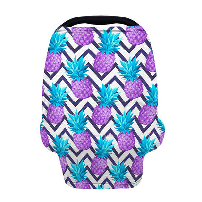 Purple Zig Zag Pineapple Pattern Print Baby Seat Cover
