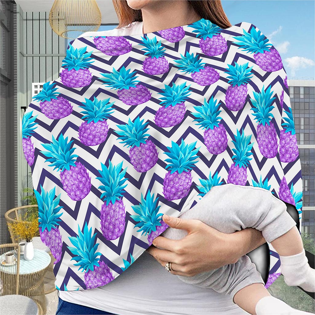 Purple Zig Zag Pineapple Pattern Print Baby Seat Cover