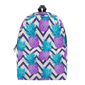 Purple Zig Zag Pineapple Pattern Print School Backpack