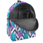 Purple Zig Zag Pineapple Pattern Print Backpack