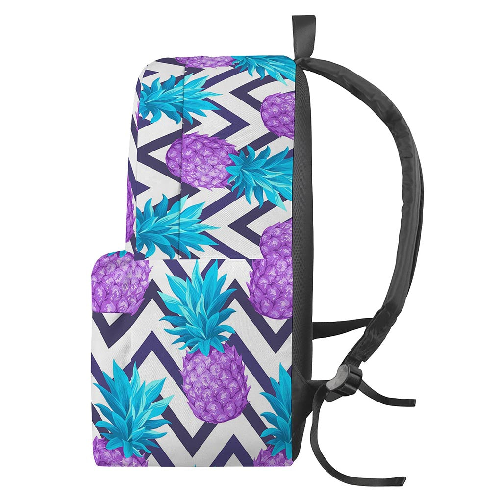 Purple Zig Zag Pineapple Pattern Print Backpack