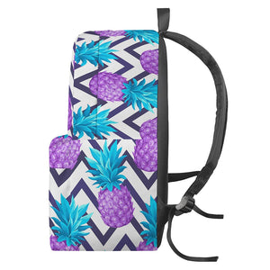 Purple Zig Zag Pineapple Pattern Print Backpack