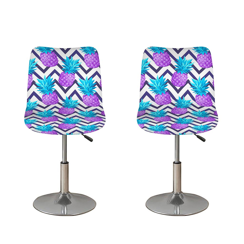 Purple Zig Zag Pineapple Pattern Print Bar Stool Covers