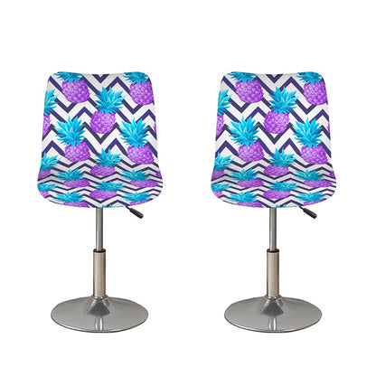 Purple Zig Zag Pineapple Pattern Print Bar Stool Covers