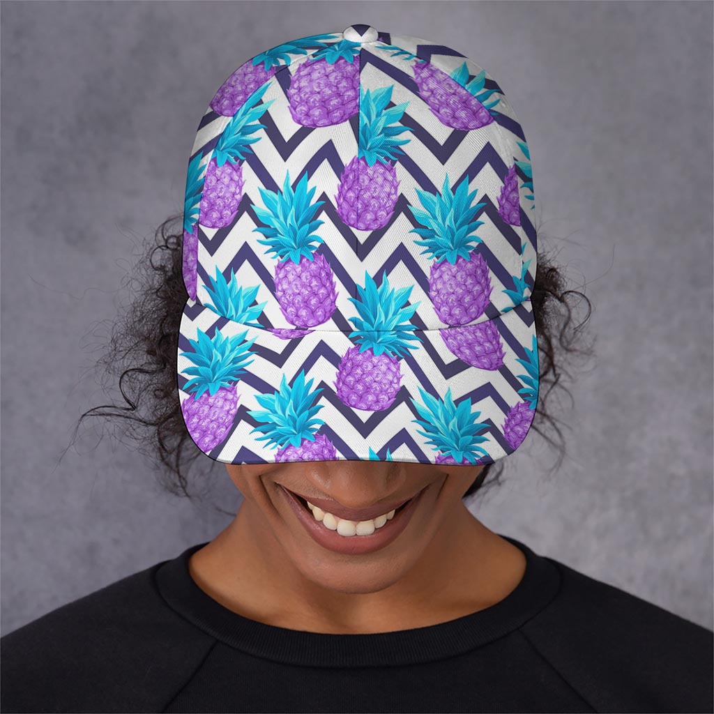 Purple Zig Zag Pineapple Pattern Print Baseball Cap