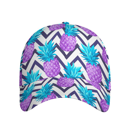 Purple Zig Zag Pineapple Pattern Print Baseball Cap
