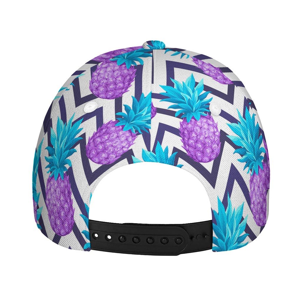 Purple Zig Zag Pineapple Pattern Print Baseball Cap