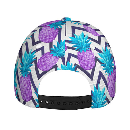 Purple Zig Zag Pineapple Pattern Print Baseball Cap