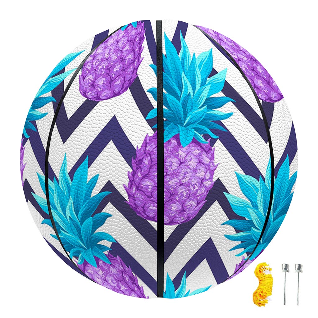 Purple Zig Zag Pineapple Pattern Print Basketball