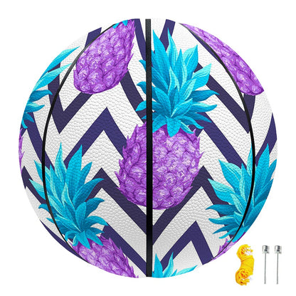 Purple Zig Zag Pineapple Pattern Print Basketball