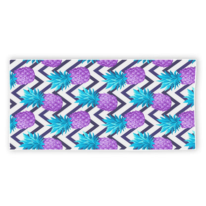 Purple Zig Zag Pineapple Pattern Print Beach Towel
