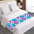 Purple Zig Zag Pineapple Pattern Print Bed Runner