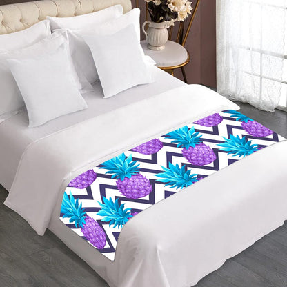 Purple Zig Zag Pineapple Pattern Print Bed Runner