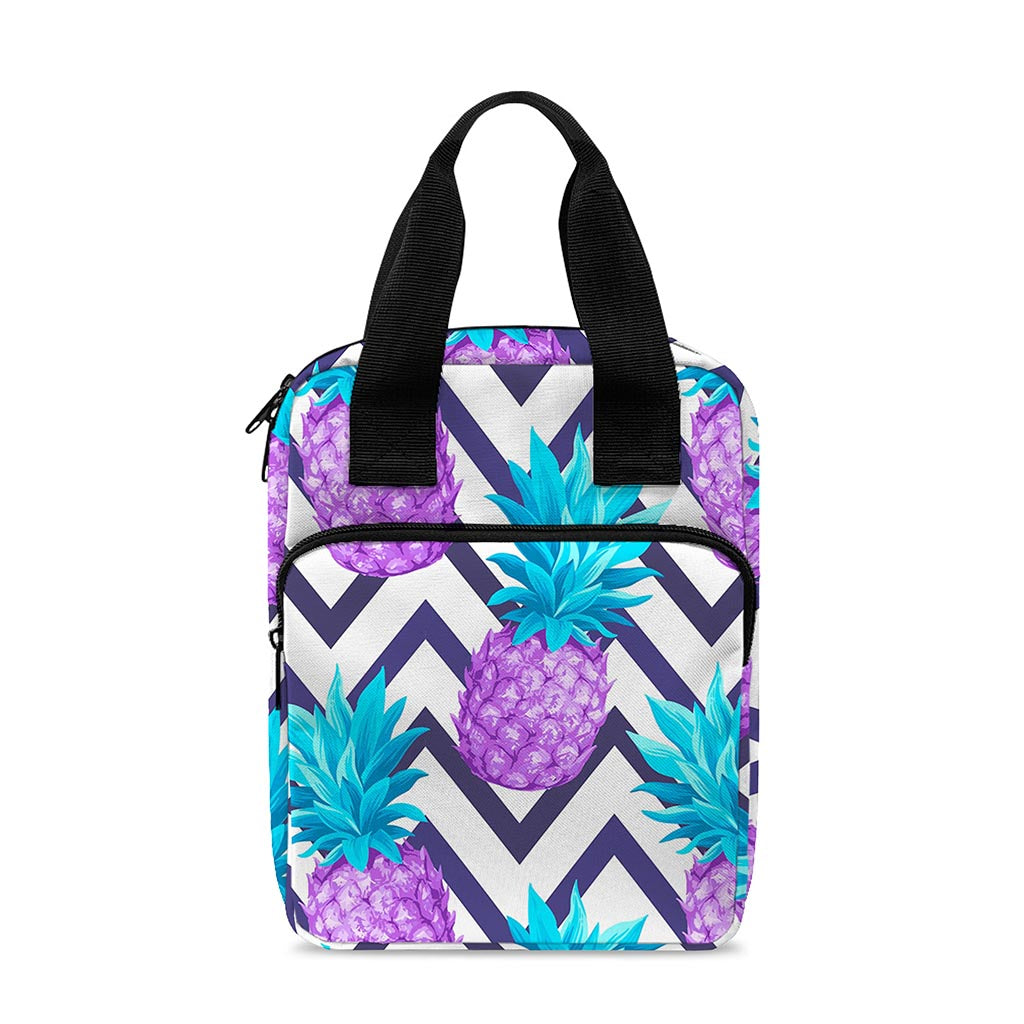 Purple Zig Zag Pineapple Pattern Print Bible Tote Bag