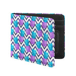 Purple Zig Zag Pineapple Pattern Print Bifold Wallet