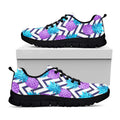 Purple Zig Zag Pineapple Pattern Print Black Running Shoes