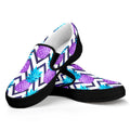 Purple Zig Zag Pineapple Pattern Print Black Slip On Sneakers