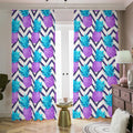 Purple Zig Zag Pineapple Pattern Print Dimout Pencil Pleat Curtains