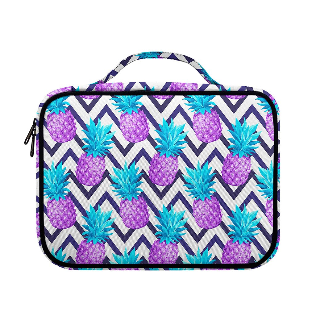 Purple Zig Zag Pineapple Pattern Print Briefcase Bible Bag