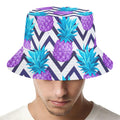 Purple Zig Zag Pineapple Pattern Print Bucket Hat