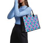 Purple Zig Zag Pineapple Pattern Print Canvas Tote Bag