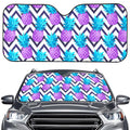 Purple Zig Zag Pineapple Pattern Print Car Windshield Sun Shade