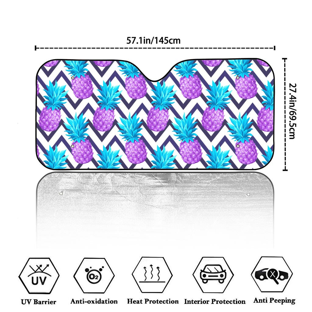 Purple Zig Zag Pineapple Pattern Print Car Windshield Sun Shade