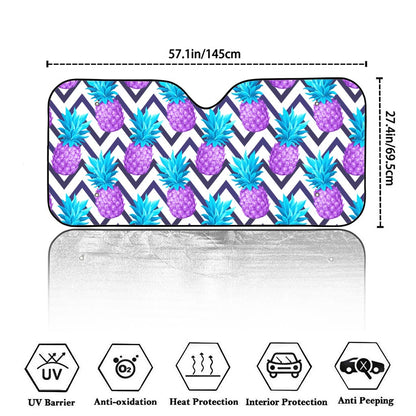 Purple Zig Zag Pineapple Pattern Print Car Windshield Sun Shade