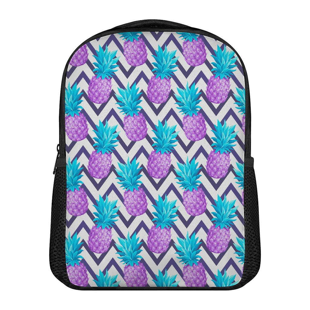 Purple Zig Zag Pineapple Pattern Print Casual Backpack