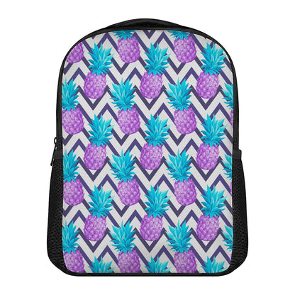 Purple Zig Zag Pineapple Pattern Print Casual Backpack