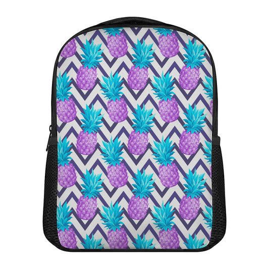 Purple Zig Zag Pineapple Pattern Print Casual Backpack