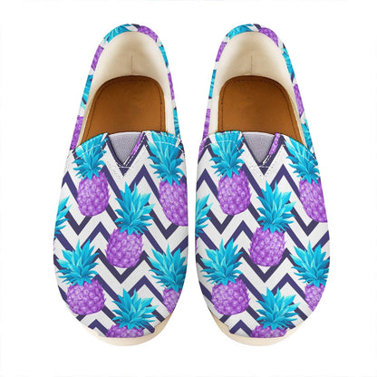 Purple Zig Zag Pineapple Pattern Print Casual Shoes
